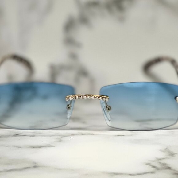Men Women Sunglasses Blue Lens Fashion Diamond Retro‎ Classic Hip Hop Shades New - Picture 4 of 6